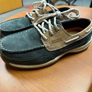 Rockport Women’s Navy Blur and Tan Boat Shoes